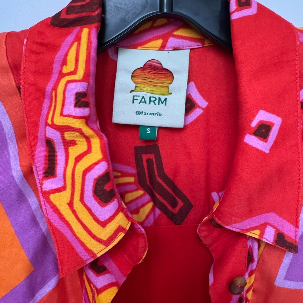 FARM Rio Red and Orange Mini Dress - Picture 2 of 2